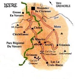 Map of Tri�ves, beautiful preserved region in the south of Grenoble